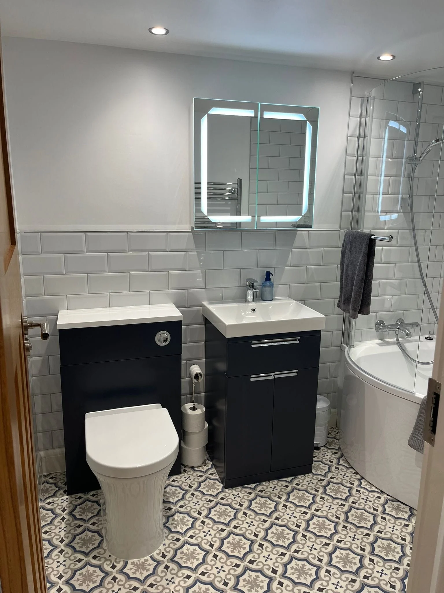 Ensuite loft conversion bathroom with Velux window